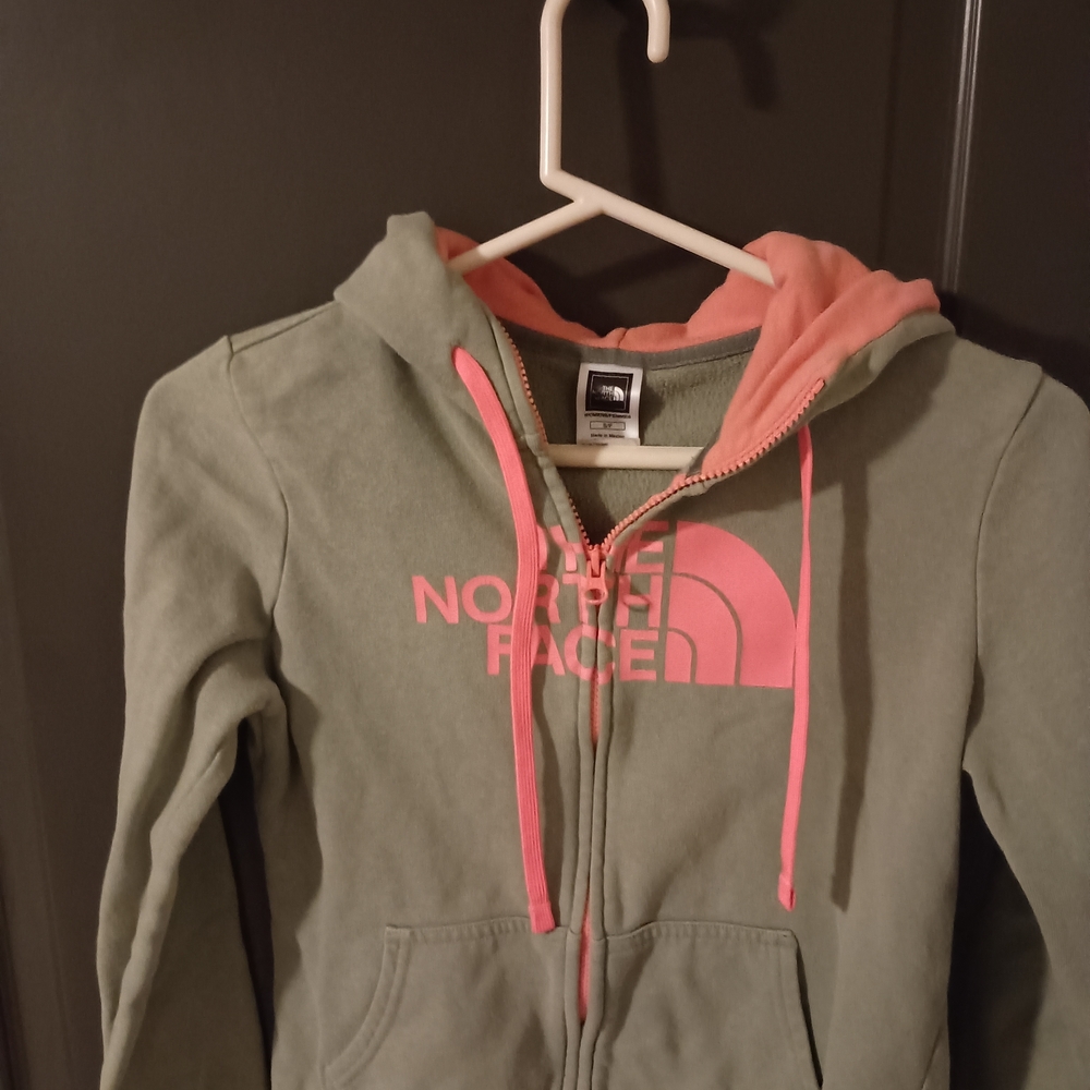 The North Face Olive and Coral Hoodie